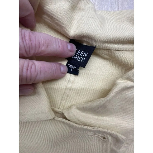 Eileen Fisher Stretch Cotton Yellow Double Breasted Jacket Blazer- Size Large L - Picture 4 of 8